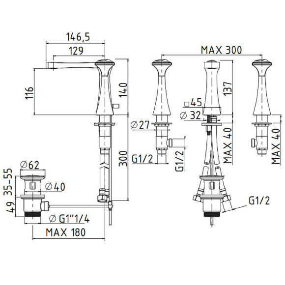 Смеситель для раковины Migliore Opera 19044 Хром