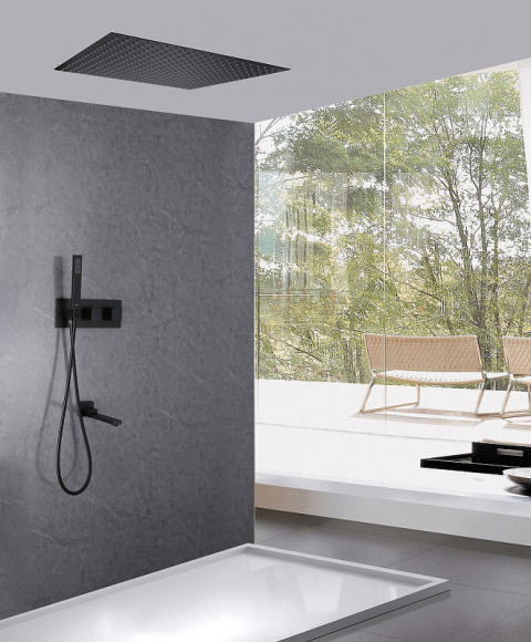 Душевая система Abber Daheim AF8254B с термостатом Черная матовая