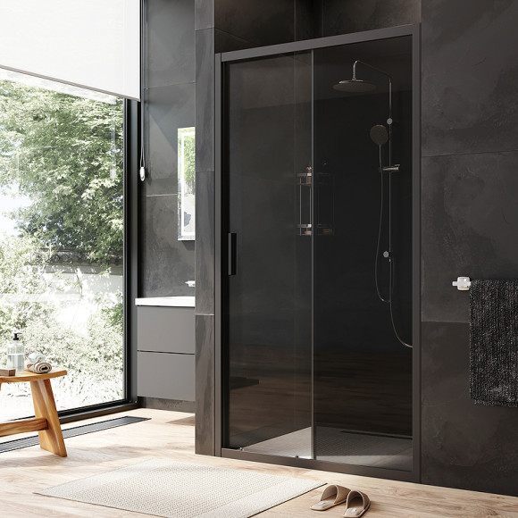 Душевая дверь AM.PM Gem Solo 110 W90G-110-1-195BG профиль Черный матовый стекло тонированное-прозрачное Душевая дверь AM.PM Gem Solo 110 W90G-110-1-195BG профиль Черный матовый стекло тонированное-прозрачное