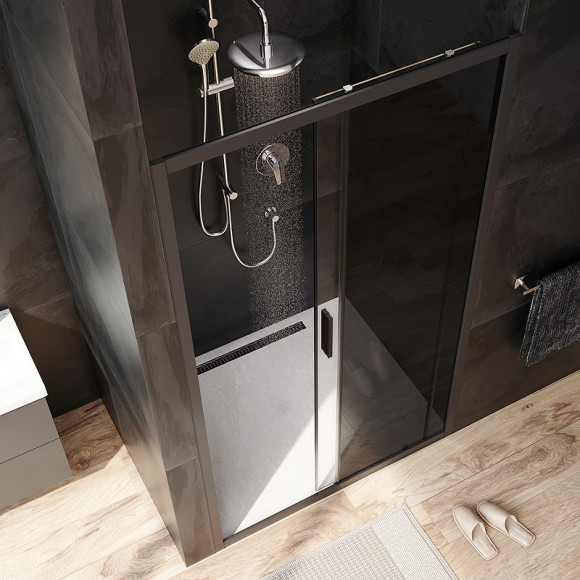 Душевая дверь AM.PM Gem Solo 110 W90G-110-1-195BG профиль Черный матовый стекло тонированное-прозрачное Душевая дверь AM.PM Gem Solo 110 W90G-110-1-195BG профиль Черный матовый стекло тонированное-прозрачное