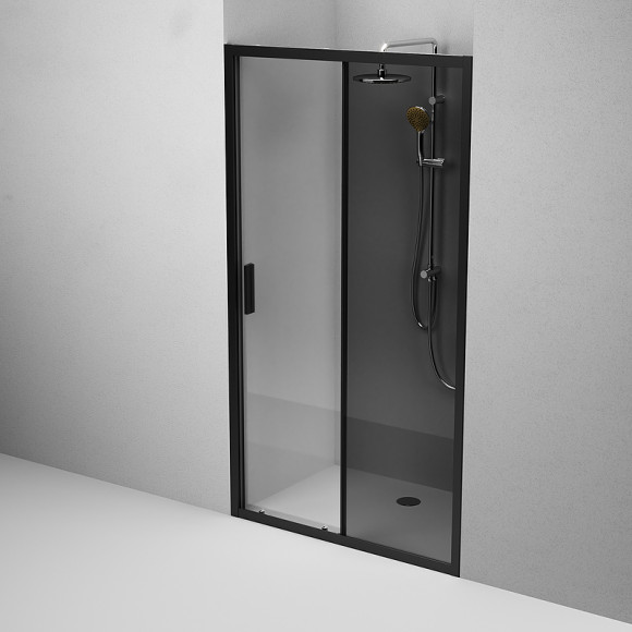 Душевая дверь AM.PM Gem Solo 110 W90G-110-1-195BG профиль Черный матовый стекло тонированное-прозрачное Душевая дверь AM.PM Gem Solo 110 W90G-110-1-195BG профиль Черный матовый стекло тонированное-прозрачное