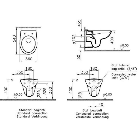 Унитаз Vitra Normus 6855B003-0101 подвесной без сиденья