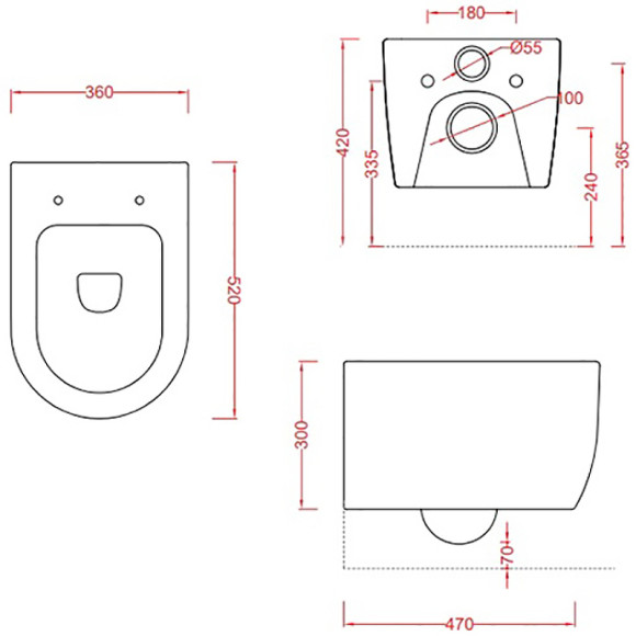 Унитаз Artceram Monet MNV001 17 00 подвесной Черный матовый без сиденья