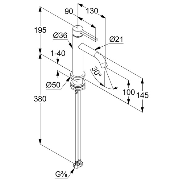 Смеситель для раковины Kludi Nova Fonte Pura 200263915 Черный матовый