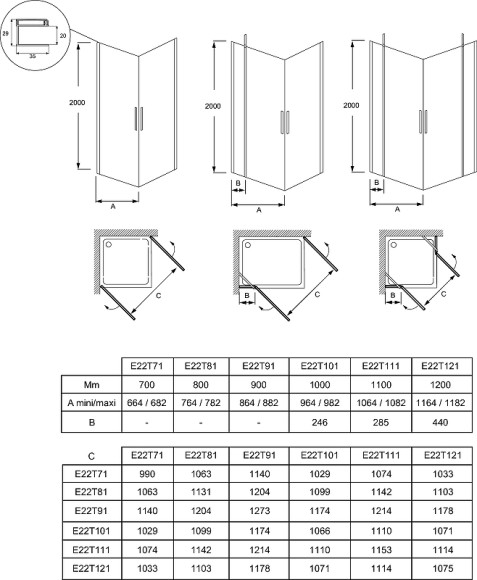 Душевая дверь Jacob Delafon Contra 80x200 E22T81-GA профиль Хром стекло прозрачное
