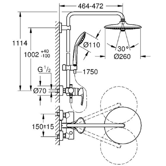 Душевая система Grohe Euphoria 260 27473002 Хром Душевая система Grohe Euphoria 260 27473002 Хром