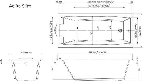 Акриловая ванна Marka One Aelita Slim 165х75 01ае1675слим без гидромассажа Акриловая ванна Marka One Aelita Slim 165х75 01ае1675слим без гидромассажа