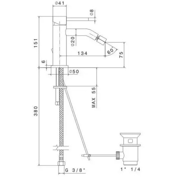Смеситель для биде Kerama Marazzi Eterna 69623XKM.50.050 Нержавеющая сталь Смеситель для биде Kerama Marazzi Eterna 69623XKM.50.050 Нержавеющая сталь