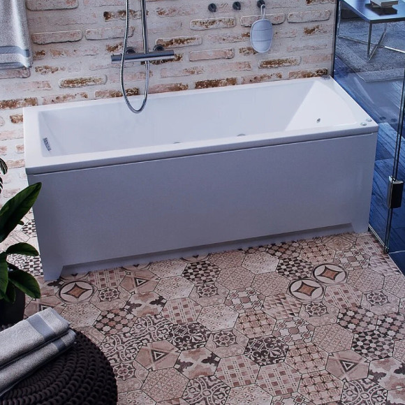 Акриловая ванна Aquatek Либра New 170x70 LIB170N-0000001 без гидромассажа с фронтальной панелью с каркасом (вклеенный) со слив-переливом (слева)