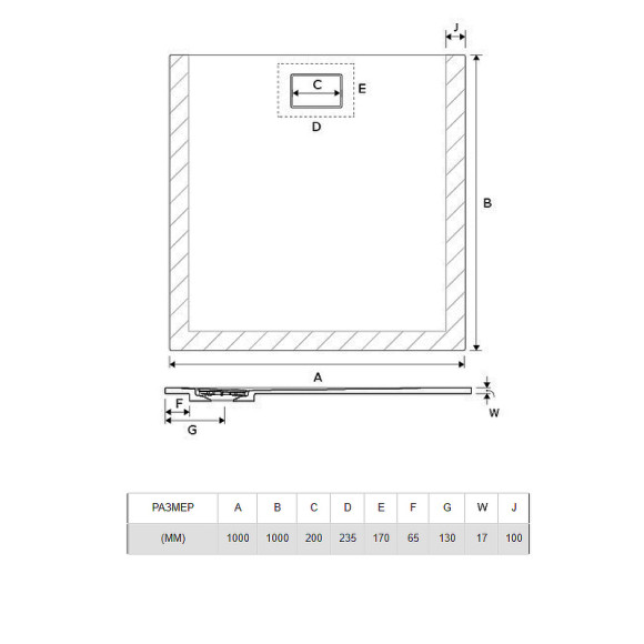 Акриловый поддон для душа Excellent Lavano Slim 100х100 BREX.1102.100.100.WHN Белый
