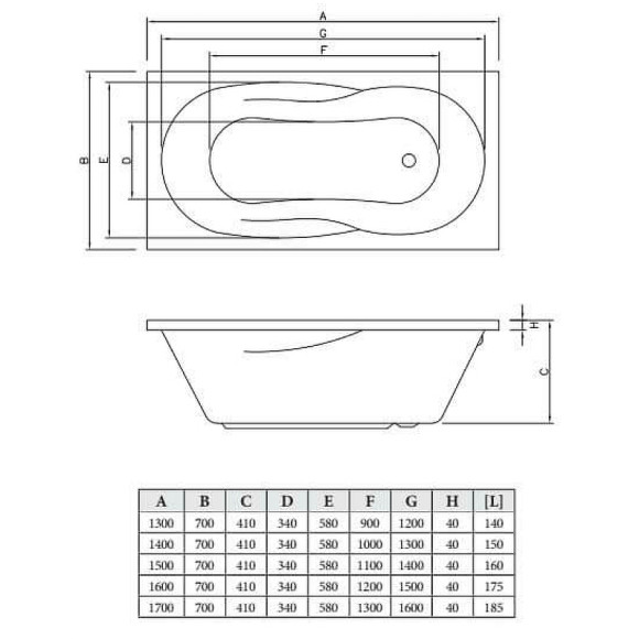 Акриловая ванна C-Bath Vesta 160x70 CBQ005004 без гидромассажа Акриловая ванна C-Bath Vesta 160x70 CBQ005004 без гидромассажа