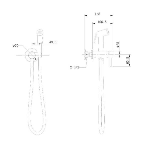 Гигиенический душ со смесителем Bravat D9151BW-ENG Черный