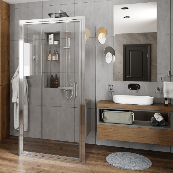 Душевой уголок WasserKRAFT Salm 90x90 27I43 профиль Хром стекло прозрачное