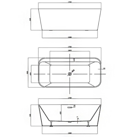 Акриловая ванна Vincea 170x80 VBT-401-1700MW без гидромассажа Акриловая ванна Vincea 170x80 VBT-401-1700MW без гидромассажа