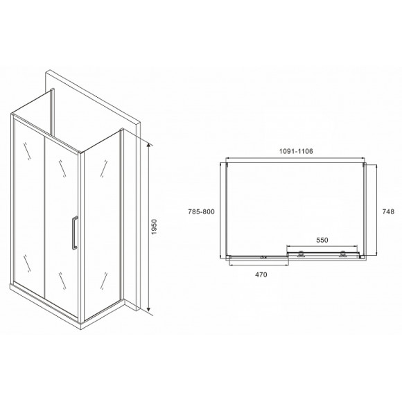 Душевой уголок Abber Schwarzer Diamant 110x80 AG30110MH-S80M-S80M профиль Хром стекло матовое Душевой уголок Abber Schwarzer Diamant 110x80 AG30110MH-S80M-S80M профиль Хром стекло матовое
