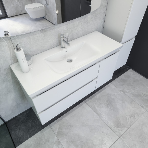 Тумба под раковину Caprigo Forte 120 36117R-SF027 подвесная Белая матовая