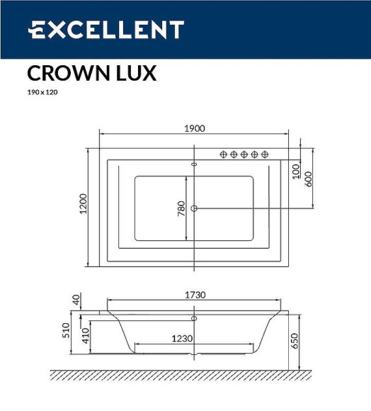 Акриловая ванна Excellent Crown Lux 190x120 WAEX.CRO19.RELAX.GL с гидромассажем Акриловая ванна Excellent Crown Lux 190x120 WAEX.CRO19.RELAX.GL с гидромассажем