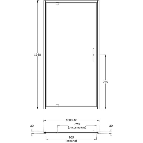 Душевая дверь Kerama Marazzi Vetro 100 VE.100.PD.BLK.M профиль Черный матовый стекло прозрачное Душевая дверь Kerama Marazzi Vetro 100 VE.100.PD.BLK.M профиль Черный матовый стекло прозрачное