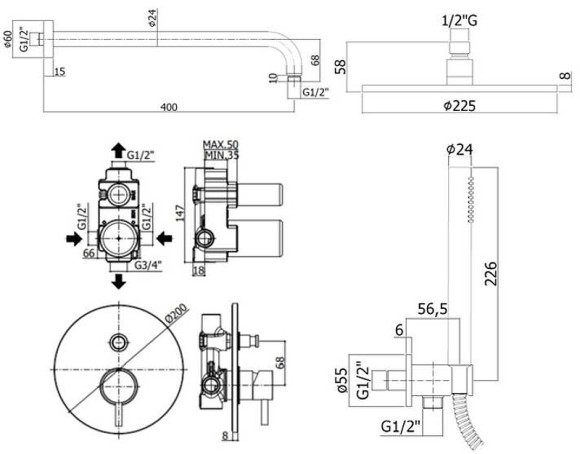 Душевая система Paffoni Light KITLIG015BO Белая матовая