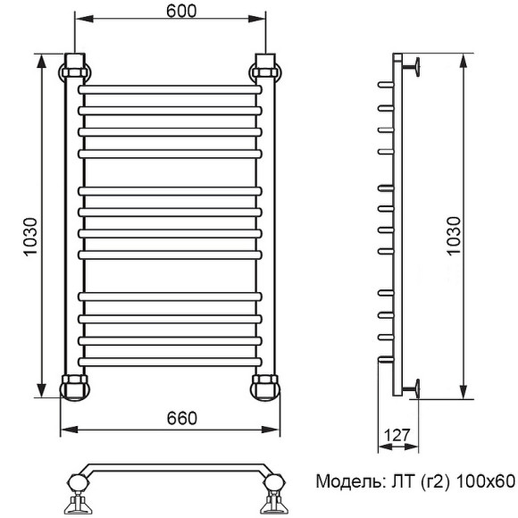 Водяной полотенцесушитель Ника Trapezium ЛТ (Г2) 100/60 Хром