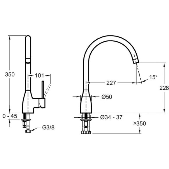 Смеситель для кухни Jacob Delafon Mariette E23303-CP Хром Смеситель для кухни Jacob Delafon Mariette E23303-CP Хром