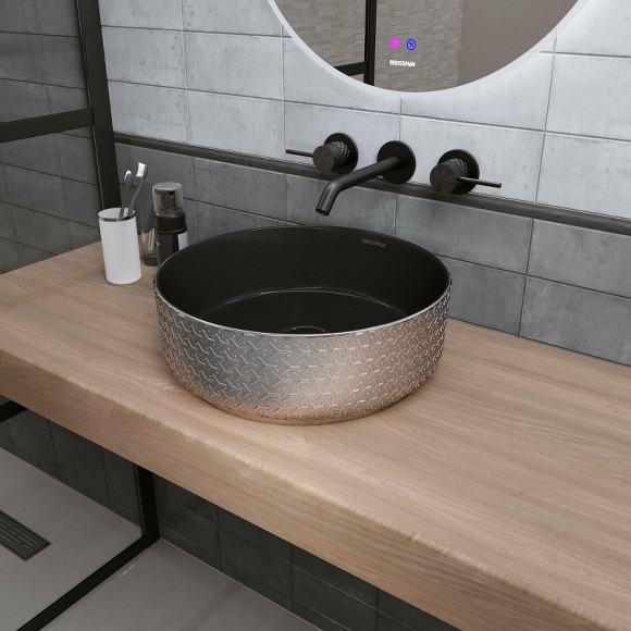 Раковина-чаша Grossman Color 35 GR-5010SBR Серебро Черная Раковина-чаша Grossman Color 35 GR-5010SBR Серебро Черная