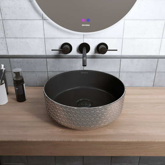 Раковина-чаша Grossman Color 35 GR-5010SBR Серебро Черная Раковина-чаша Grossman Color 35 GR-5010SBR Серебро Черная