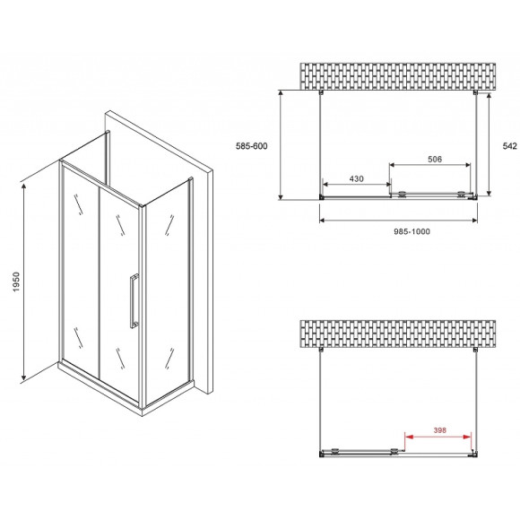 Душевой уголок Abber Schwarzer Diamant 100x60 AG30100H-S60-S60 профиль Хром стекло прозрачное Душевой уголок Abber Schwarzer Diamant 100x60 AG30100H-S60-S60 профиль Хром стекло прозрачное
