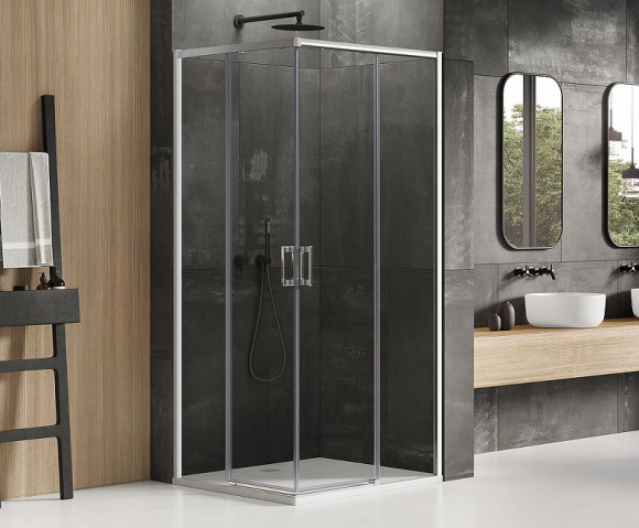 Душевой уголок New Trendy Prime Chrome 90х80 D-0296A/D-0295A профиль Хром стекло прозрачное