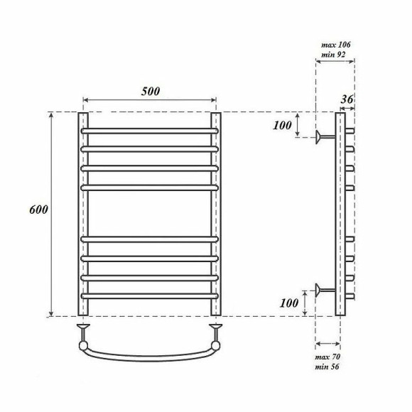 Электрический полотенцесушитель Point Альфа PN05156SE П8 500x600 левый/правый Хром Электрический полотенцесушитель Point Альфа PN05156SE П8 500x600 левый/правый Хром