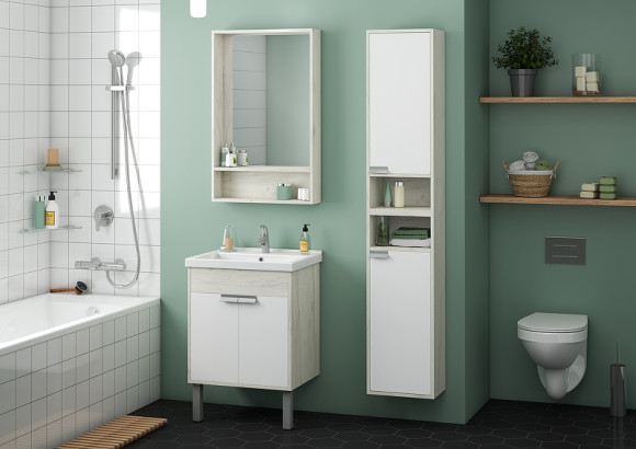 Тумба под раковину Aquaton Флай 60 1A237301FAX10 Белая Дуб крафт