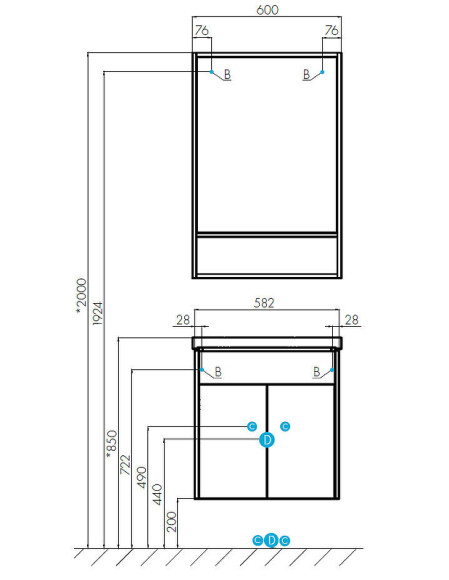 Тумба под раковину Aquaton Флай 60 1A237301FAX10 Белая Дуб крафт