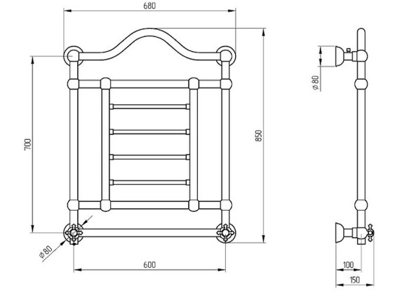 Электрический полотенцесушитель Migliore Edward 85x68 R 22634 Бронза