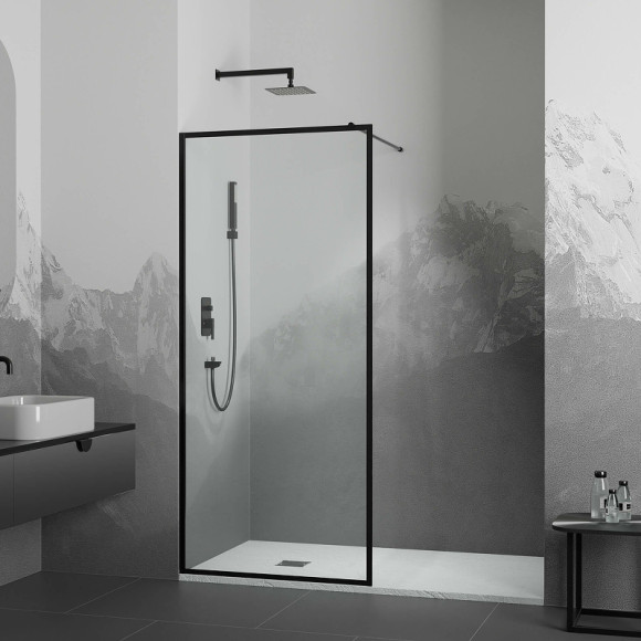 Душевая перегородка RGW Walk In WA-012B 80 35101280-84 профиль Черный стекло прозрачное Душевая перегородка RGW Walk In WA-012B 80 35101280-84 профиль Черный стекло прозрачное