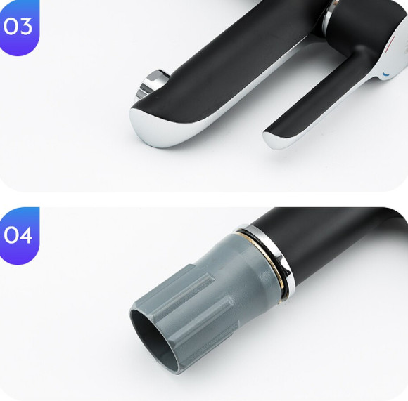 Смеситель для раковины Gappo G03-6 G1003-6 Черный матовый Хром