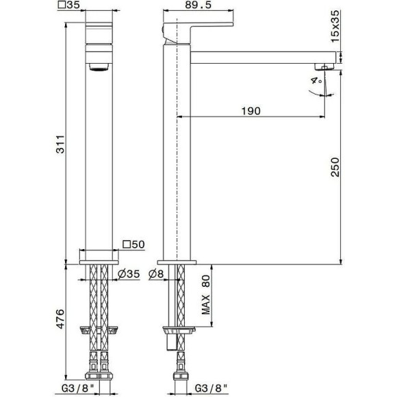 Смеситель для раковины Kerama Marazzi Futura 66419KM.01.093 Черный матовый Смеситель для раковины Kerama Marazzi Futura 66419KM.01.093 Черный матовый