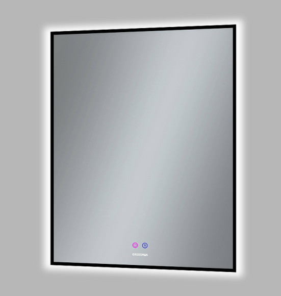 Зеркало Grossman Pragma-норма Black 70 1870802 с подсветкой Черное с сенсорным выключателем и подогревом