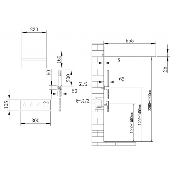 Душевая система Abber Rund AF8752NG с термостатом Никель Душевая система Abber Rund AF8752NG с термостатом Никель