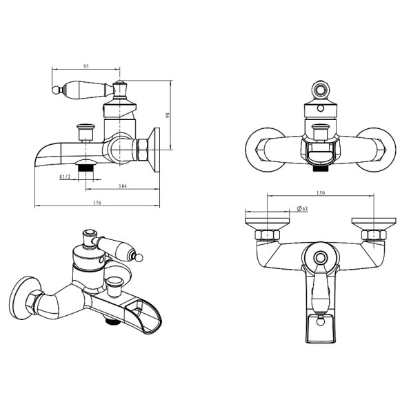 Смеситель для ванны Boheme Vogue 223-BLC Хром