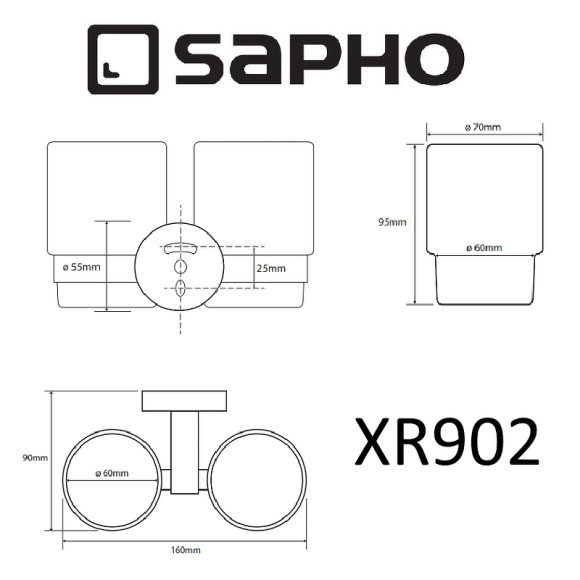 Стакан для зубных щеток Sapho X-round XR902 двойной Хром Стакан для зубных щеток Sapho X-round XR902 двойной Хром