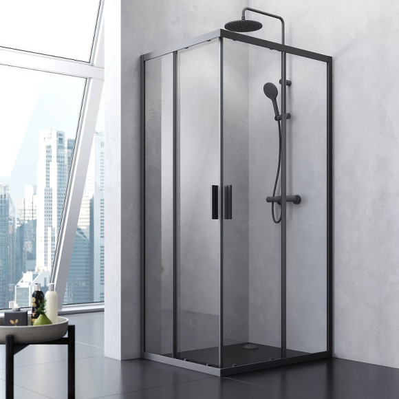 Душевой уголок AM.PM Gem S 100х80 W93G-404-100280-BT профиль Черный матовый стекло прозрачное Душевой уголок AM.PM Gem S 100х80 W93G-404-100280-BT профиль Черный матовый стекло прозрачное