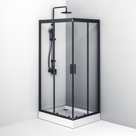 Душевой уголок AM.PM Gem S 100х80 W93G-404-100280-BT профиль Черный матовый стекло прозрачное Душевой уголок AM.PM Gem S 100х80 W93G-404-100280-BT профиль Черный матовый стекло прозрачное