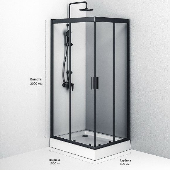 Душевой уголок AM.PM Gem S 100х80 W93G-404-100280-BT профиль Черный матовый стекло прозрачное Душевой уголок AM.PM Gem S 100х80 W93G-404-100280-BT профиль Черный матовый стекло прозрачное
