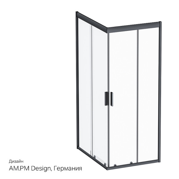 Душевой уголок AM.PM Gem S 100х80 W93G-404-100280-BT профиль Черный матовый стекло прозрачное Душевой уголок AM.PM Gem S 100х80 W93G-404-100280-BT профиль Черный матовый стекло прозрачное