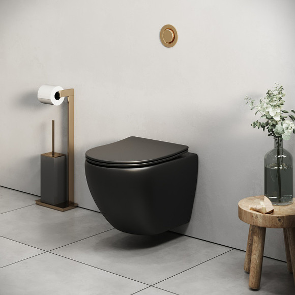 Унитаз Grossman GR-4455BMS подвесной Черный матовый с сиденьем Микролифт Унитаз Grossman GR-4455BMS подвесной Черный матовый с сиденьем Микролифт