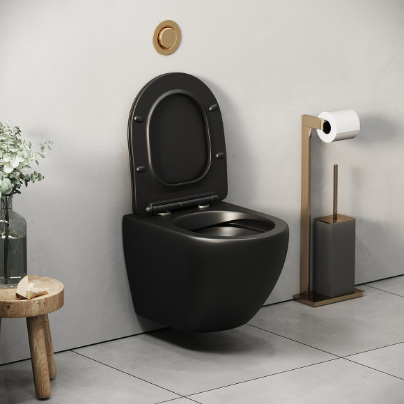 Унитаз Grossman GR-4455BMS подвесной Черный матовый с сиденьем Микролифт Унитаз Grossman GR-4455BMS подвесной Черный матовый с сиденьем Микролифт