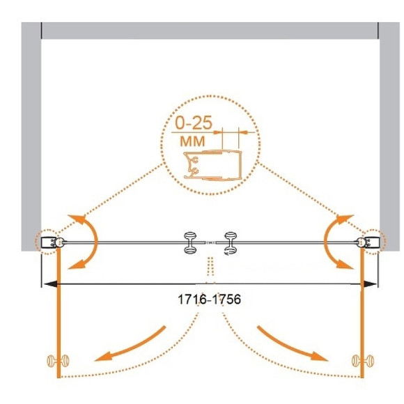 Душевая дверь Cezares Elena 180 ELENA-W-B-2-180-P-Cr профиль Хром стекло текстурное