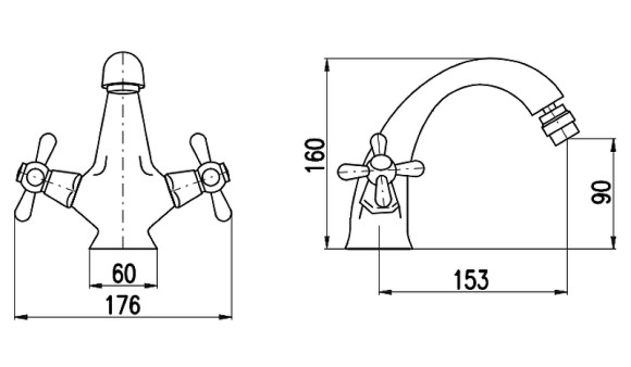 Смеситель для биде Rav Slezak Morava retro MK143.5SM Бронза
