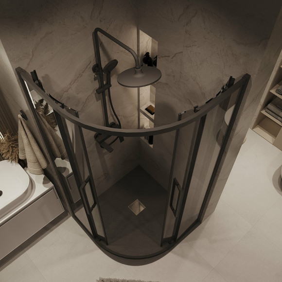 Душевой уголок Grossman Cosmo 90х90 301.K33.02.9090.21.10 профиль Черный матовый стекло тонированное