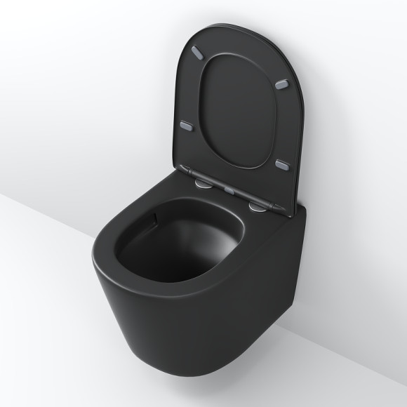 Унитаз Grossman Tornado GR-4477BMSQ подвесной Черный матовый с сиденьем Микролифт Унитаз Grossman Tornado GR-4477BMSQ подвесной Черный матовый с сиденьем Микролифт